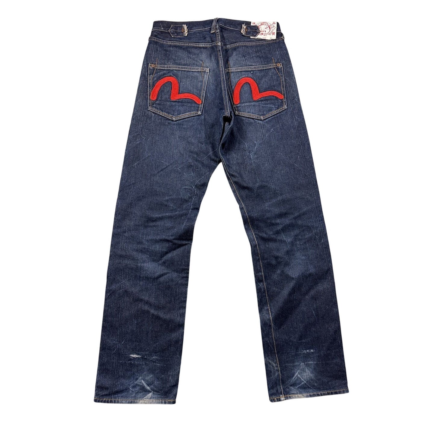 Evisu jeans red logo selvedge navy raw denim vintage