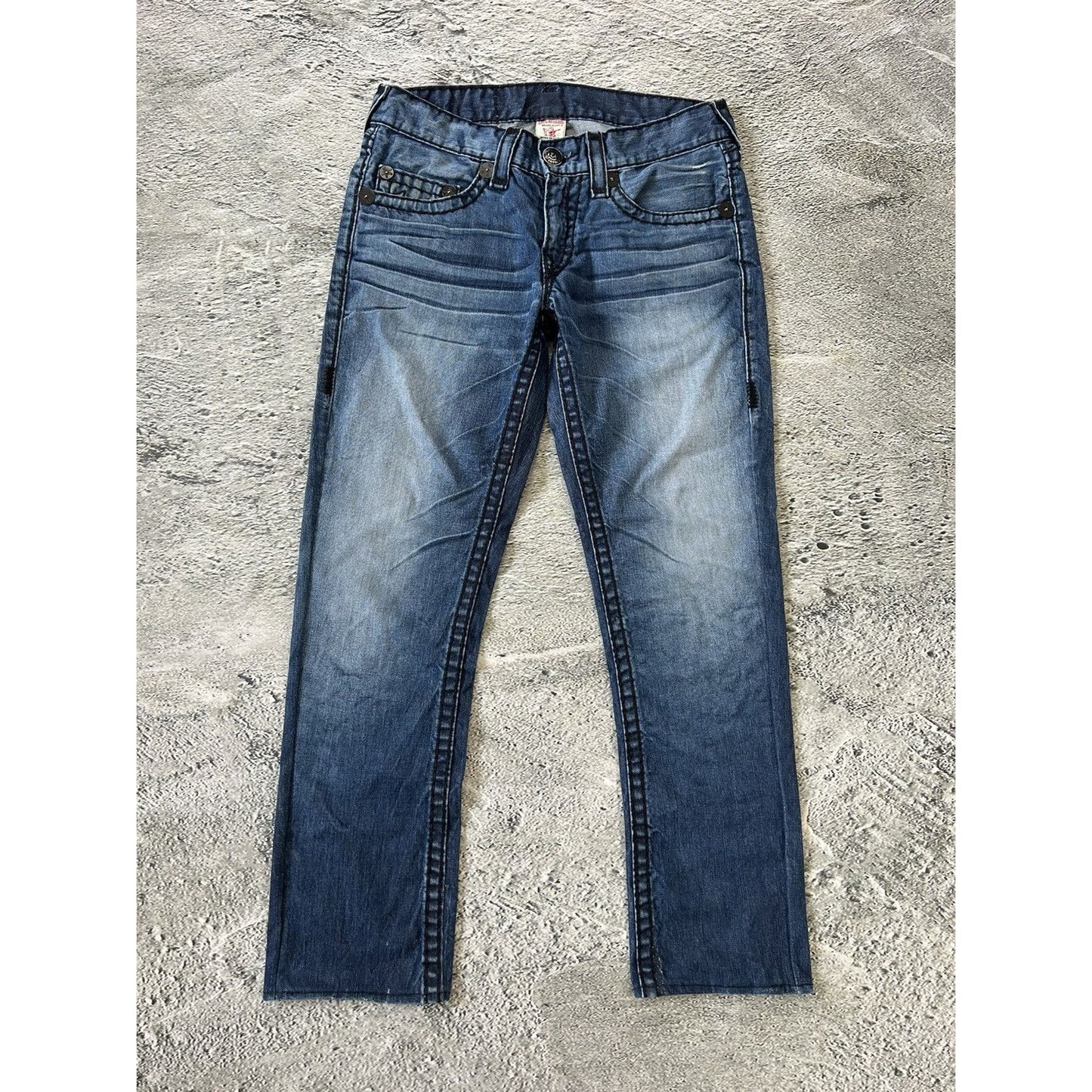 True Religion blue jeans black thick stitching Y2K Bobby