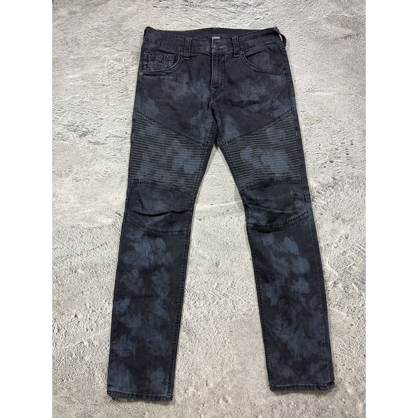 True Religion jeans biker black vintage washed