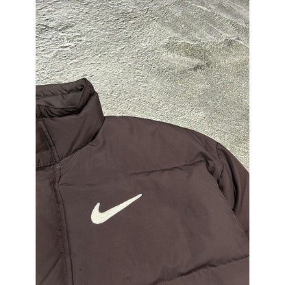 Nike puffer jacket brown big swoosh vintage 90s