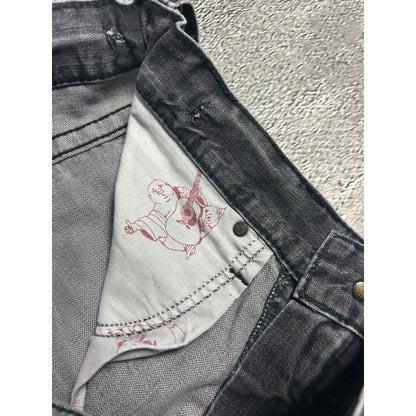 True Religion jeans grey black thick stitching Bobby