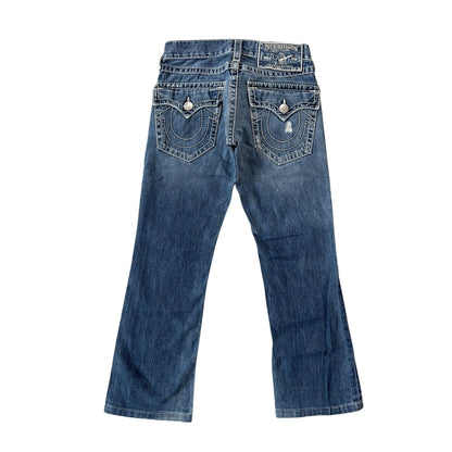 True Religion blue jeans white thick stitching Billy Super T