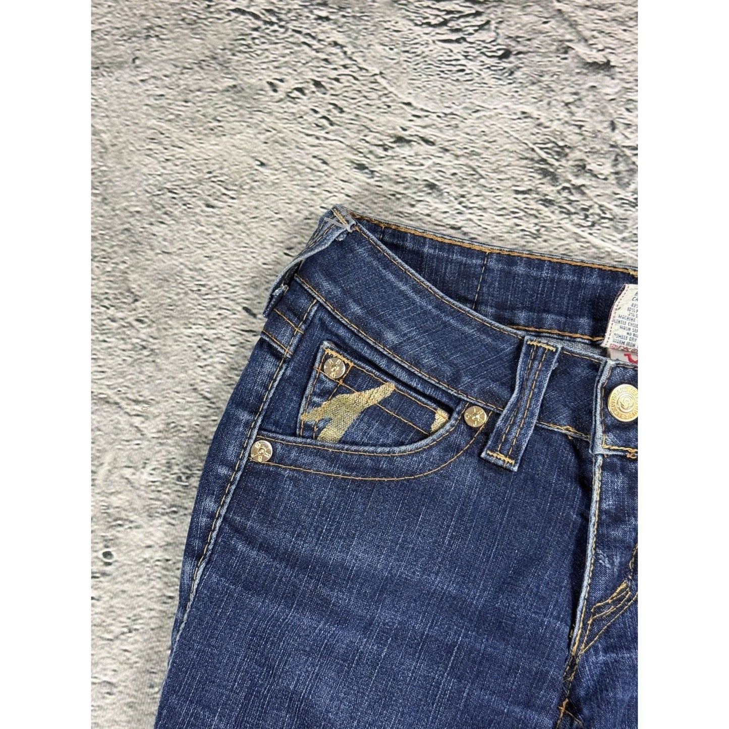 True Religion jeans flared blue Gold painted