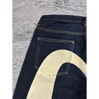 Evisu jeans white daicock big logo blue selvedge denim