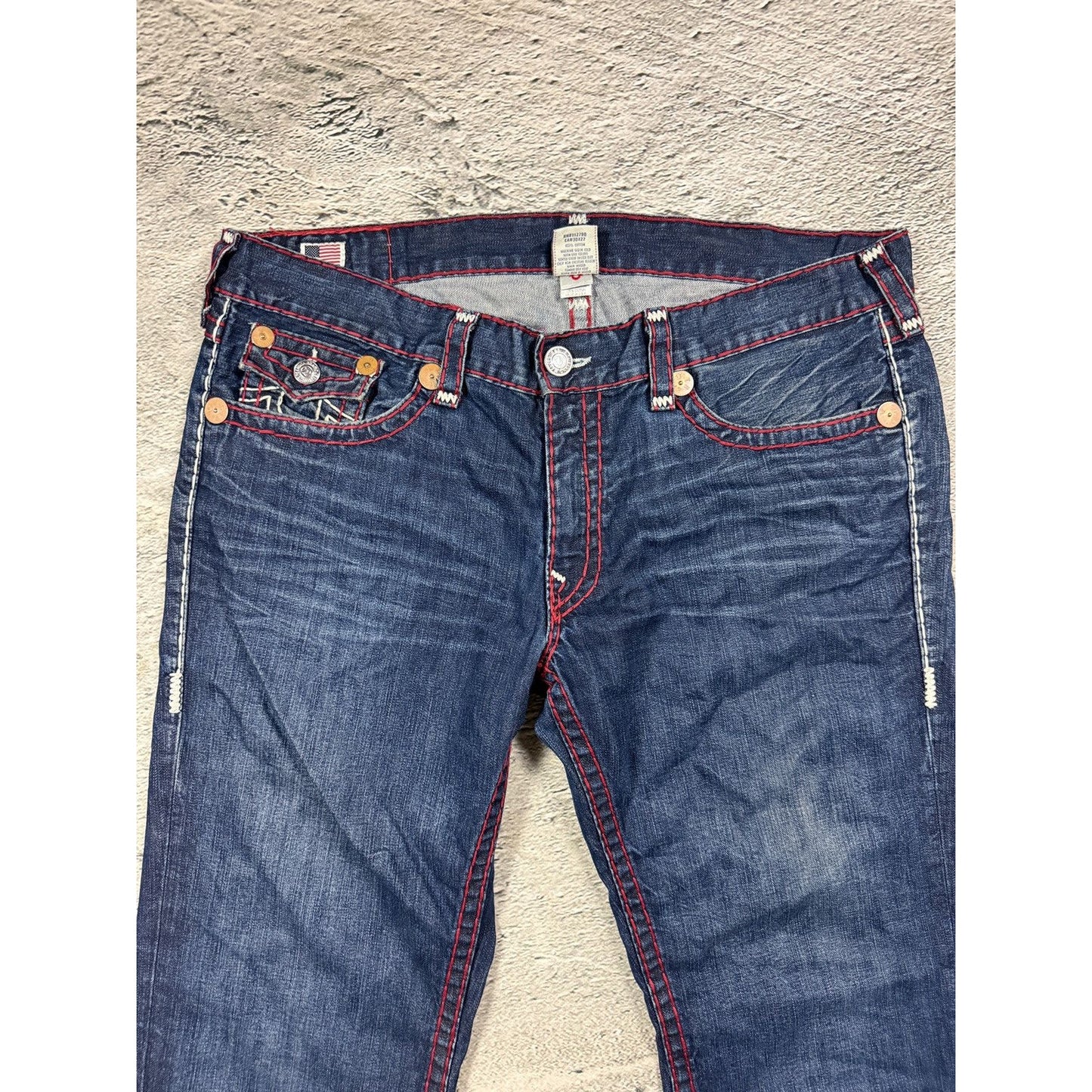 True Religion jeans red white stitch blue Ricky Super T