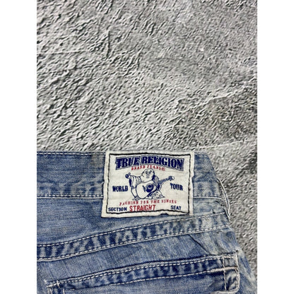 True Religion jeans washed denim white rope stitching