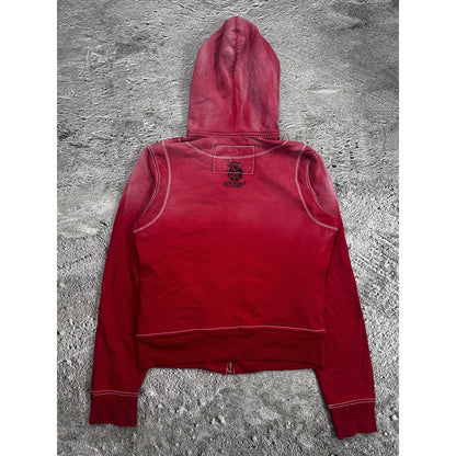 True Religion vintage red zip hoodie thick stitching Y2K