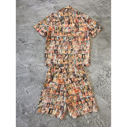 Pelle Pelle Playboy style vintage fullprint shirt shorts set