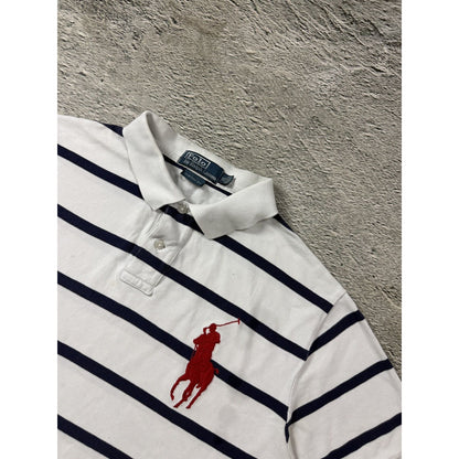 Polo Ralph Lauren t-shirt white blue striped Red big pony