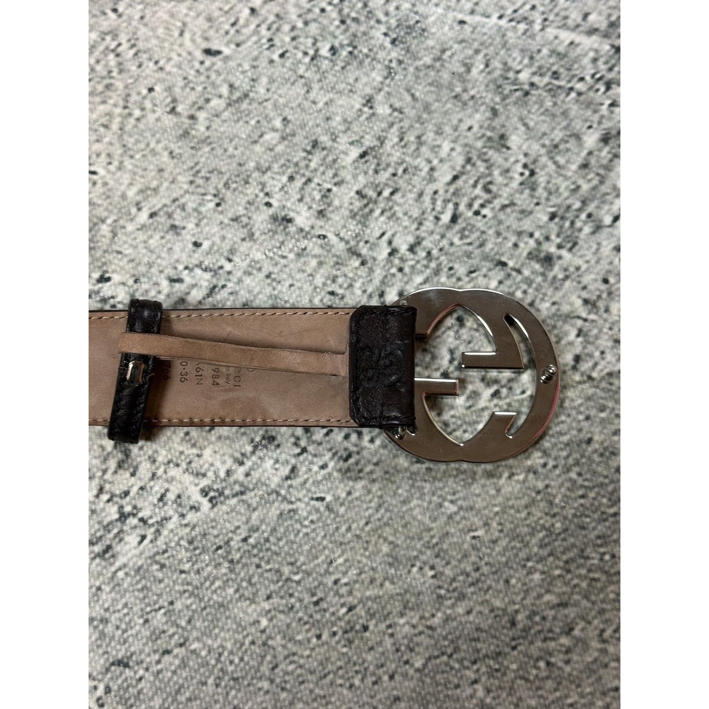 Gucci belt big buckle double G brown silver monogram