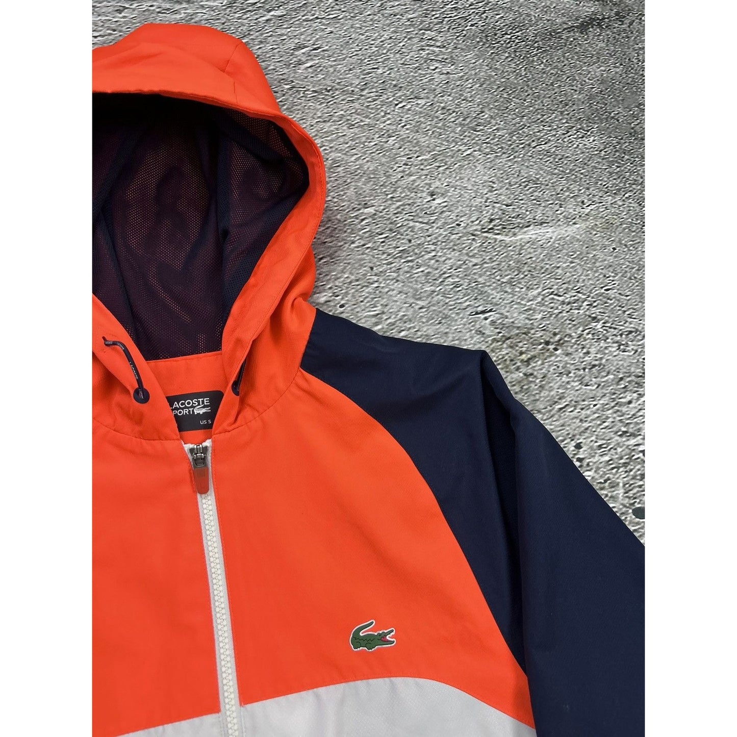 Lacoste track jacket white orange vintage nylon drill Y2K