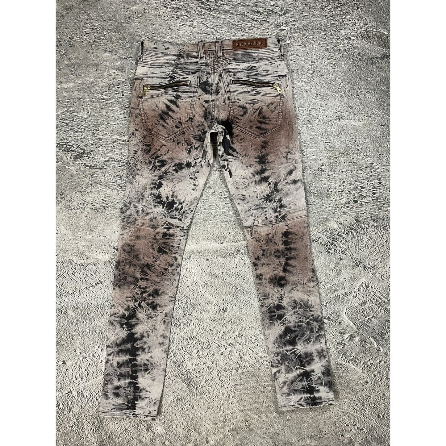 Rock Revival vintage jeans moto biker Y2K slim beige black