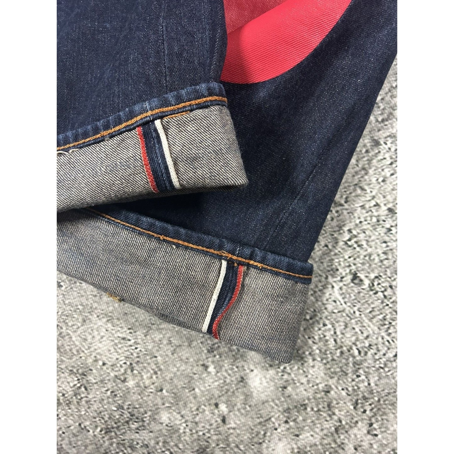 Evisu jeans daicock big logo red selvedge denim