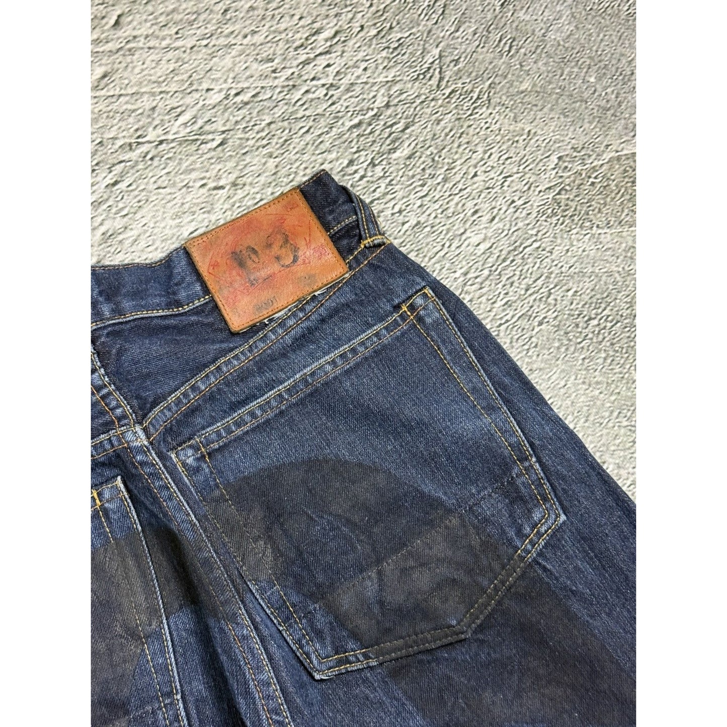 Evisu jeans daicock big logo black selvedge denim