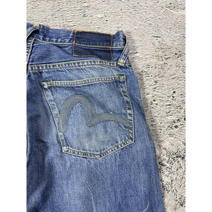Evisu jorts seagulls embroidered logo vintage jeans shorts