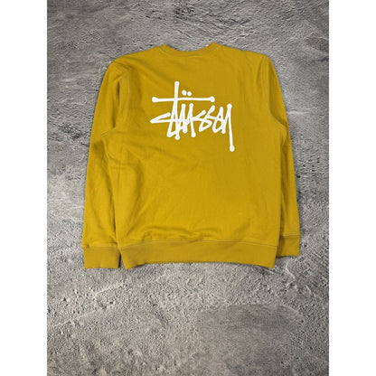 Stussy yellow gold sweatshirt big logo signature