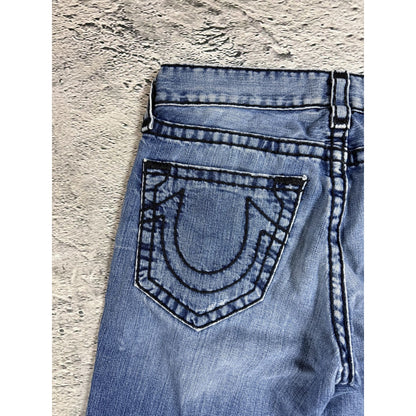 True Religion jeans blue vintage black stitch Bobby Super T