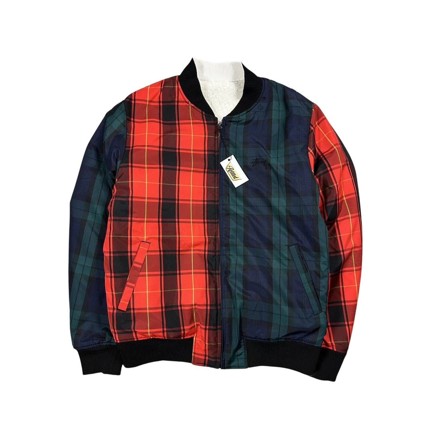 Stussy Sherpa bomber jacket reversible fleece tartan