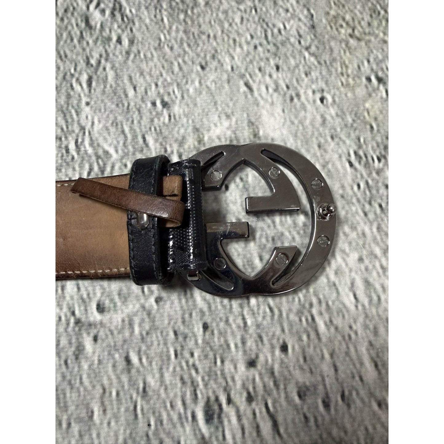 Gucci belt black big buckle double G monogram