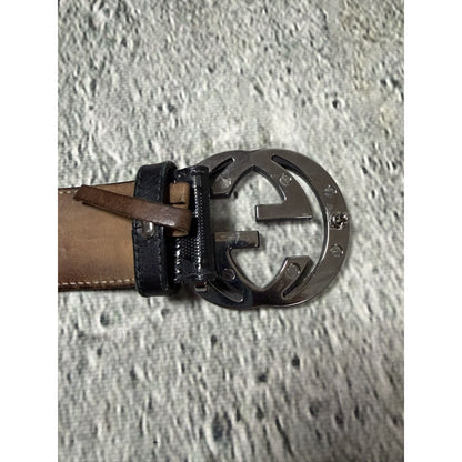 Gucci belt black big buckle double G monogram