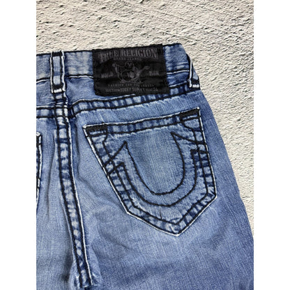 True Religion jeans blue vintage black stitch Bobby Super T