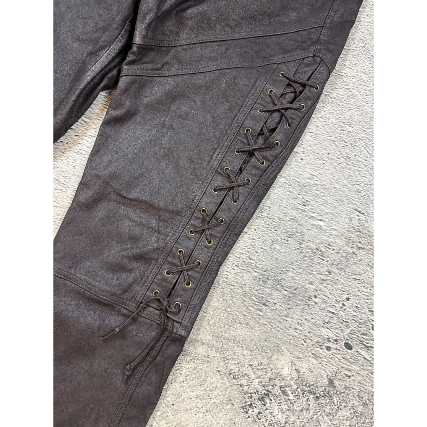 Heavy Leather biker Pants Vintage brown