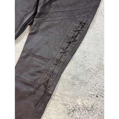 Heavy Leather biker Pants Vintage brown