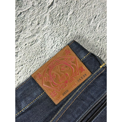 Evisu jeans cargo daicock red big logo raw denim Selvedge