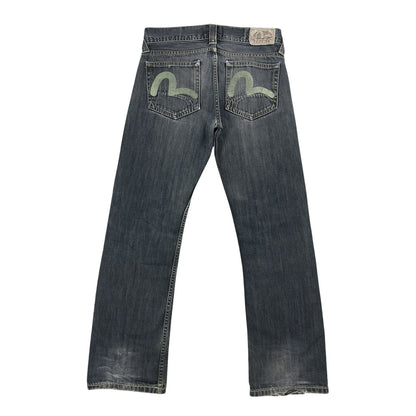 Evisu x Puma jeans vintage grey bootcut mint seagulls