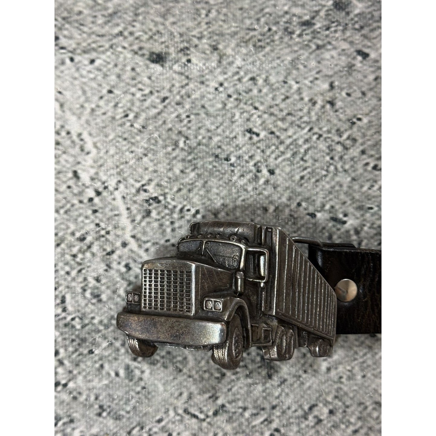 Diesel leather belt big buckle Y2K brown truck 80s vintage