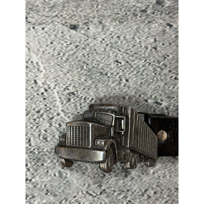 Diesel leather belt big buckle Y2K brown truck 80s vintage
