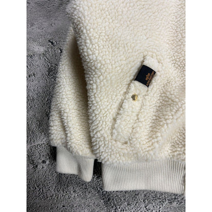Alpha Industries sherpa zip hoodie white