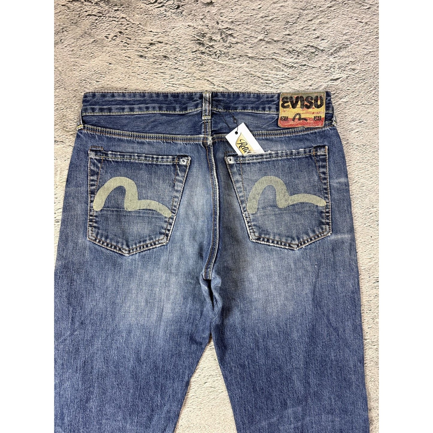 Evisu jeans vintage navy blue white seagulls Rasta EU ED