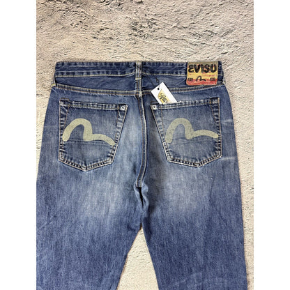 Evisu jeans vintage navy blue white seagulls Rasta EU ED