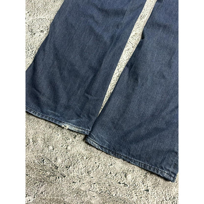 True Religion vintage jeans navy thick stitching orange Y2K