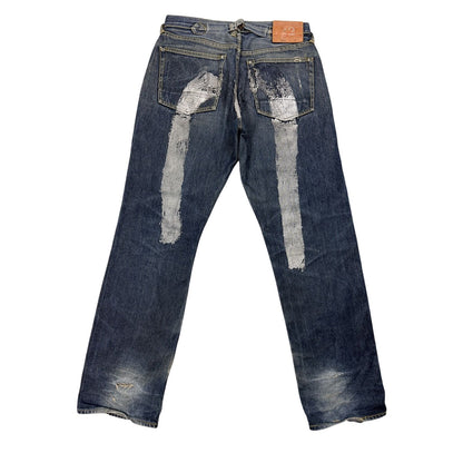 Evisu jeans silver daicock big logo selvedge denim