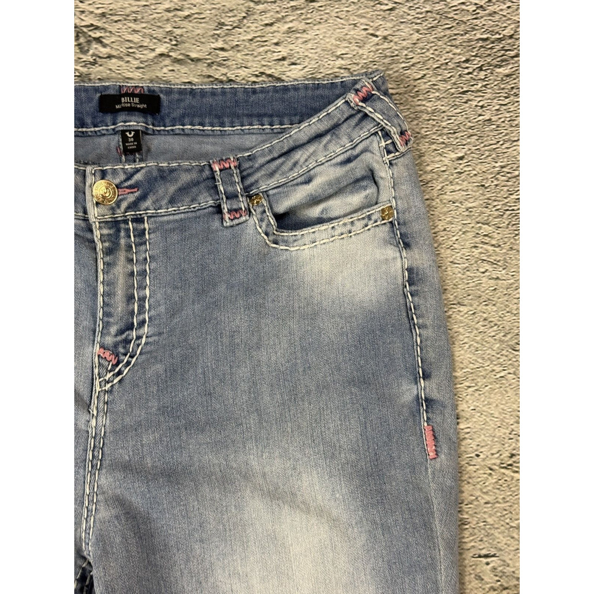 True Religion blue jeans Y2K vintage billie super baggy pink