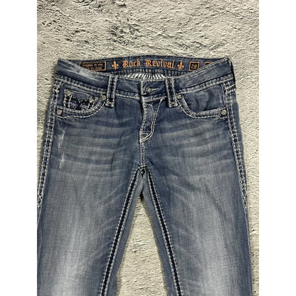 Rock Revival rhinestone glitter jeans Y2K flared denisa