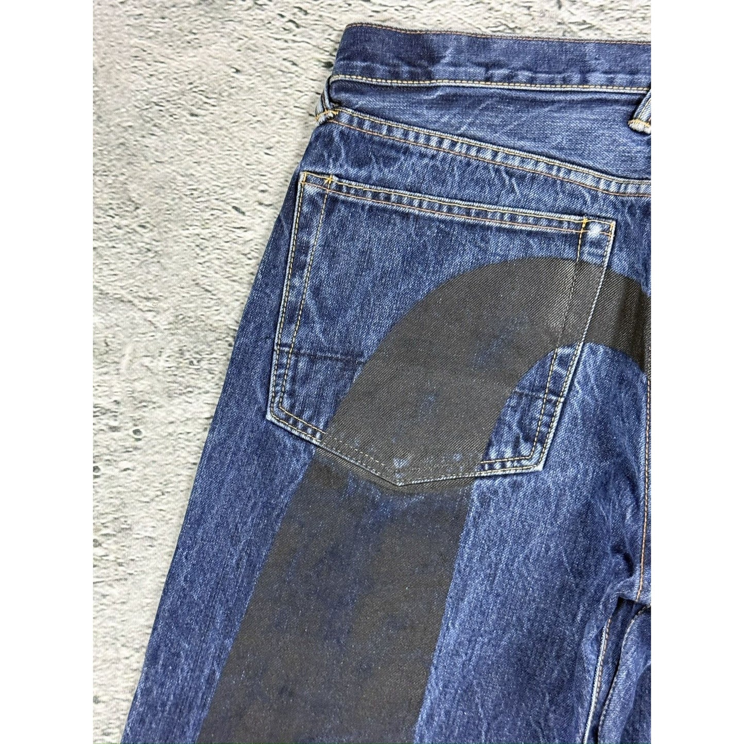 Evisu jeans daicock big logo black selvedge denim navy