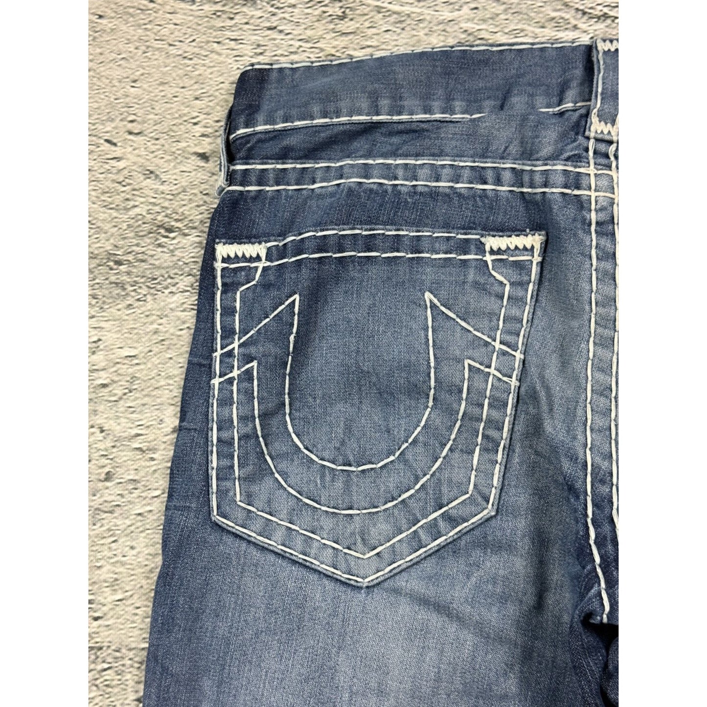 True Religion blue jeans white thick stitching Y2K Bobby