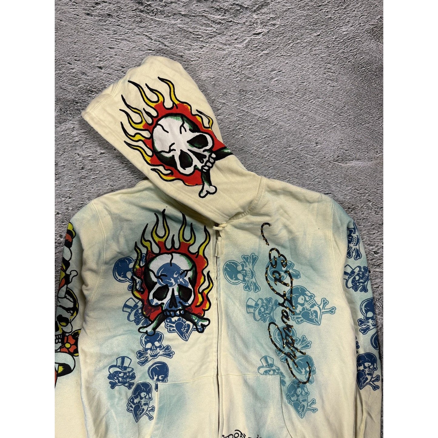 Ed Hardy zip hoodie yellow vintage Y2K Christian Audigier