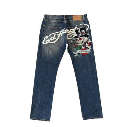 Ed Hardy Christian Audigier vintage jeans big logo pants