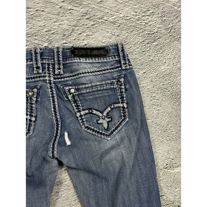 Rock Revival rhinestone glitter jeans Y2K flared denisa