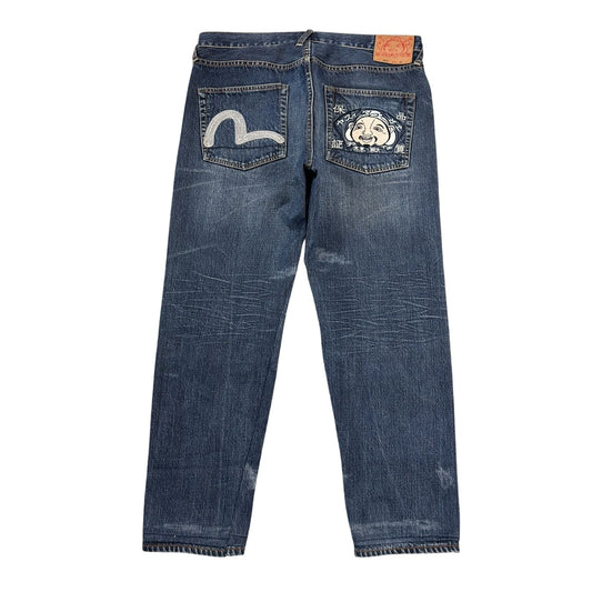Evisu jeans vintage embroidery face seagull logo selvedge