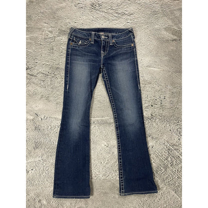 True Religion blue jeans flared bootcut stitching becky