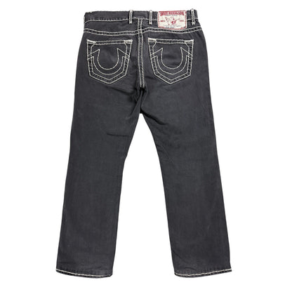 True Religion black jeans white thick stitching Y2K Straight