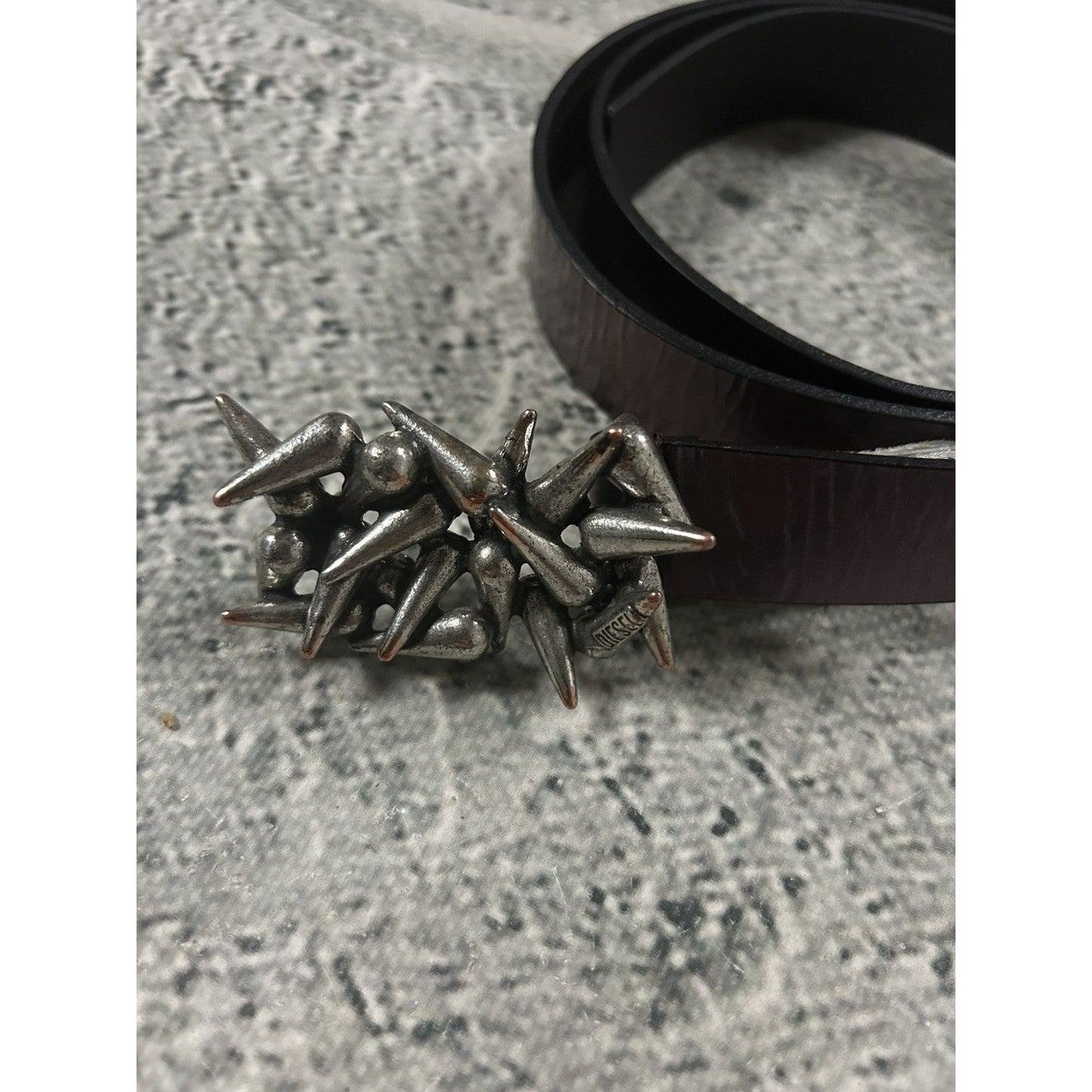 Diesel belt silver big buckle purple leather