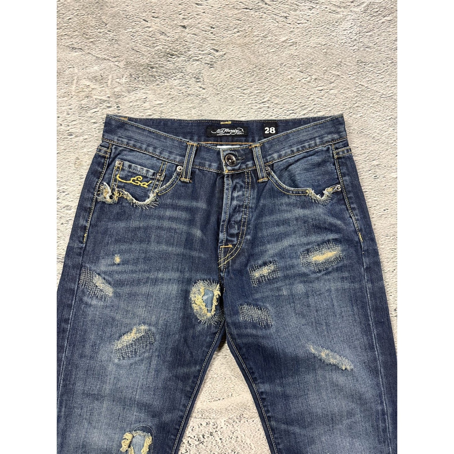 Ed Hardy vintage jeans tigers embroidered big logo pants