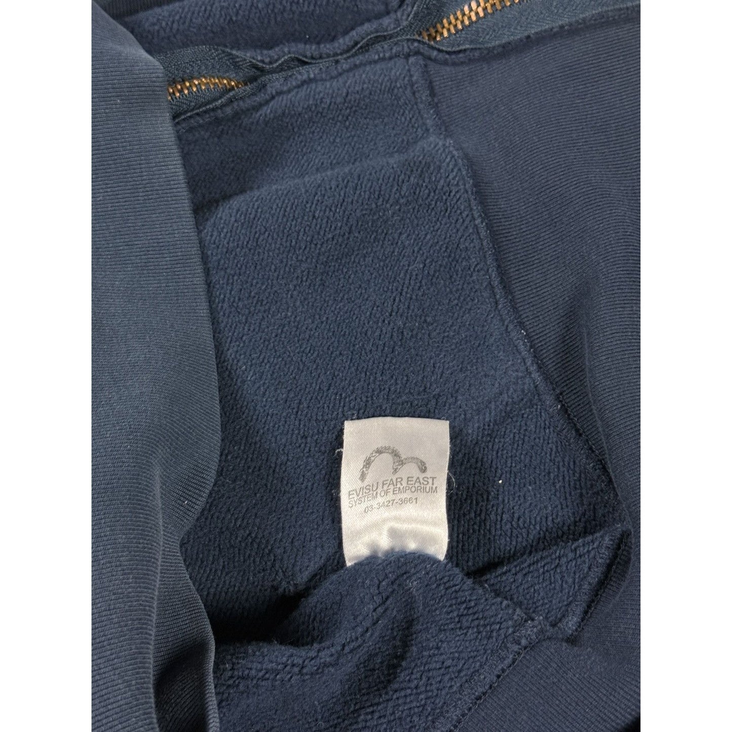 Evisu zip hoodie navy vintage daicock big logo white