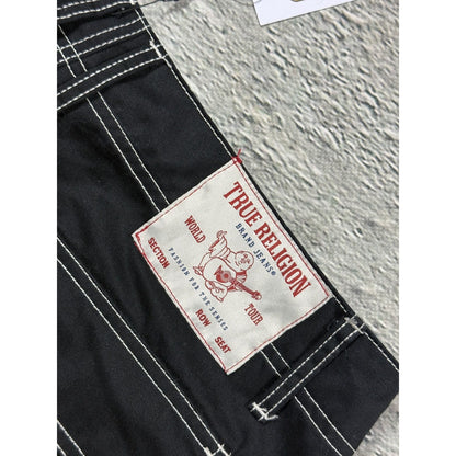True Religion Cargo Black White stitch jorts denim shorts